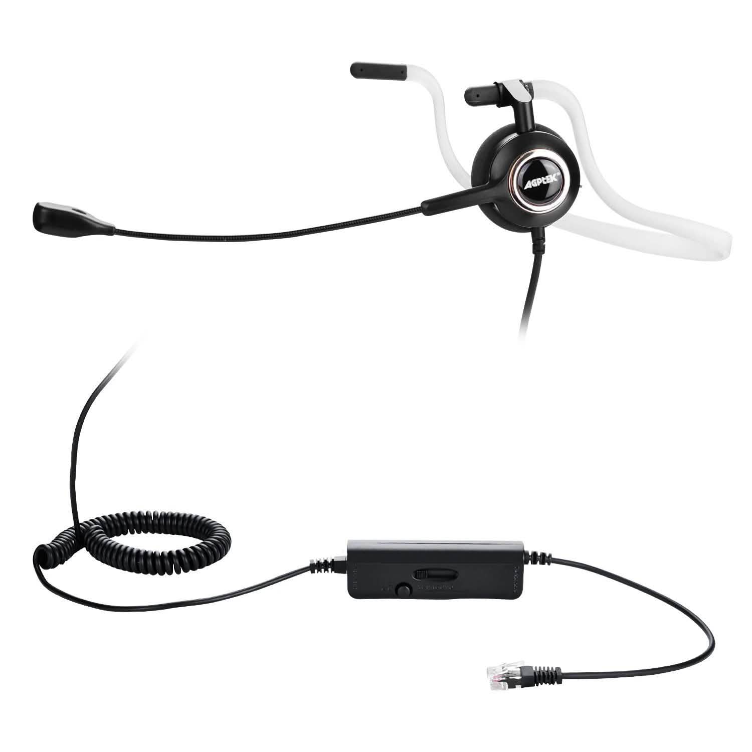 Noise Canceling Headset Convertible RJ9 Earphone with Microphone Adaptor