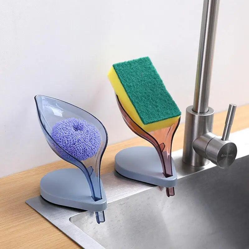 Non-slip leaf Shape Soap Box Bathroom Soap Holder Dish Storage Plate Tray Soap Holder Case Kitchen Supplies Bathroom Accessories Soap Dishes Sponge Container with Suction Cup Leaf Shape Self Draining for Bathroom Kitchen Sink