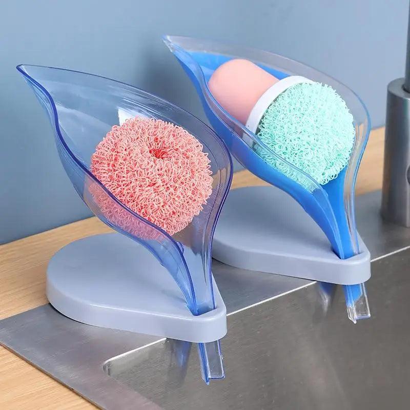 Non-slip leaf Shape Soap Box Bathroom Soap Holder Dish Storage Plate Tray Soap Holder Case Kitchen Supplies Bathroom Accessories Soap Dishes Sponge Container with Suction Cup Leaf Shape Self Draining for Bathroom Kitchen Sink