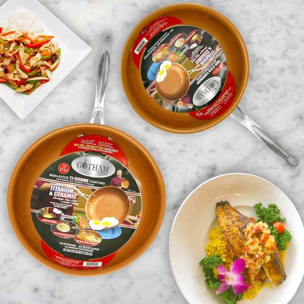 Non-Stick Gotham Steel 9.5 and 11" Frying Pan Set