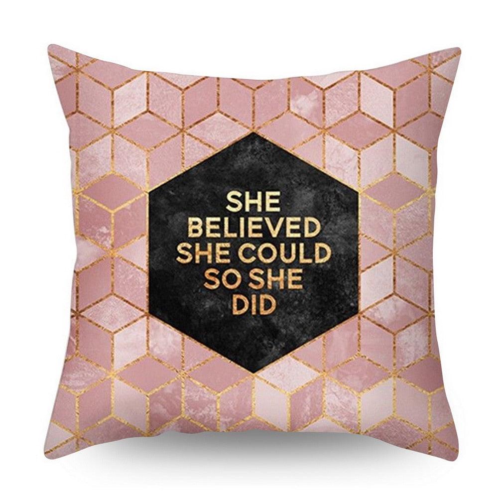 Nordic Style Pillow Covers Plant Letter Flower Geometric Sofa Cushion cover Headrest Pink Party Decorations Gift For Kids Geometric Decorative Throw Pillow Covers Square Cotton Cushion Covers Outdoor Sofa Home Pillow Covers