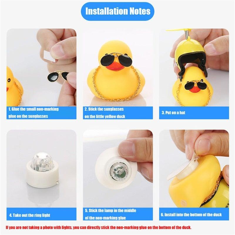 Normal Airscrew Helmet Standing Duck Broken Wind Small Yellow Duck Bike Motor Riding Cycling Lights Bicycle Accessories Rubber Yellow Duck Toy Bike Ornaments Yellow Duck With Proper Helmet Cool Decorations