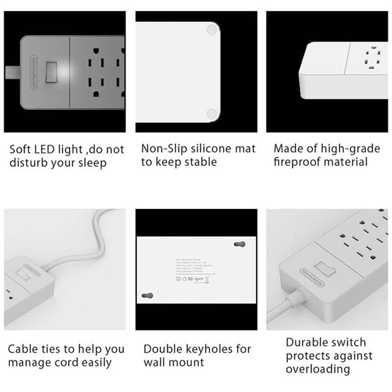 NTON Power USP US Electric Plug 8 AC Power Outlet with USB Charger