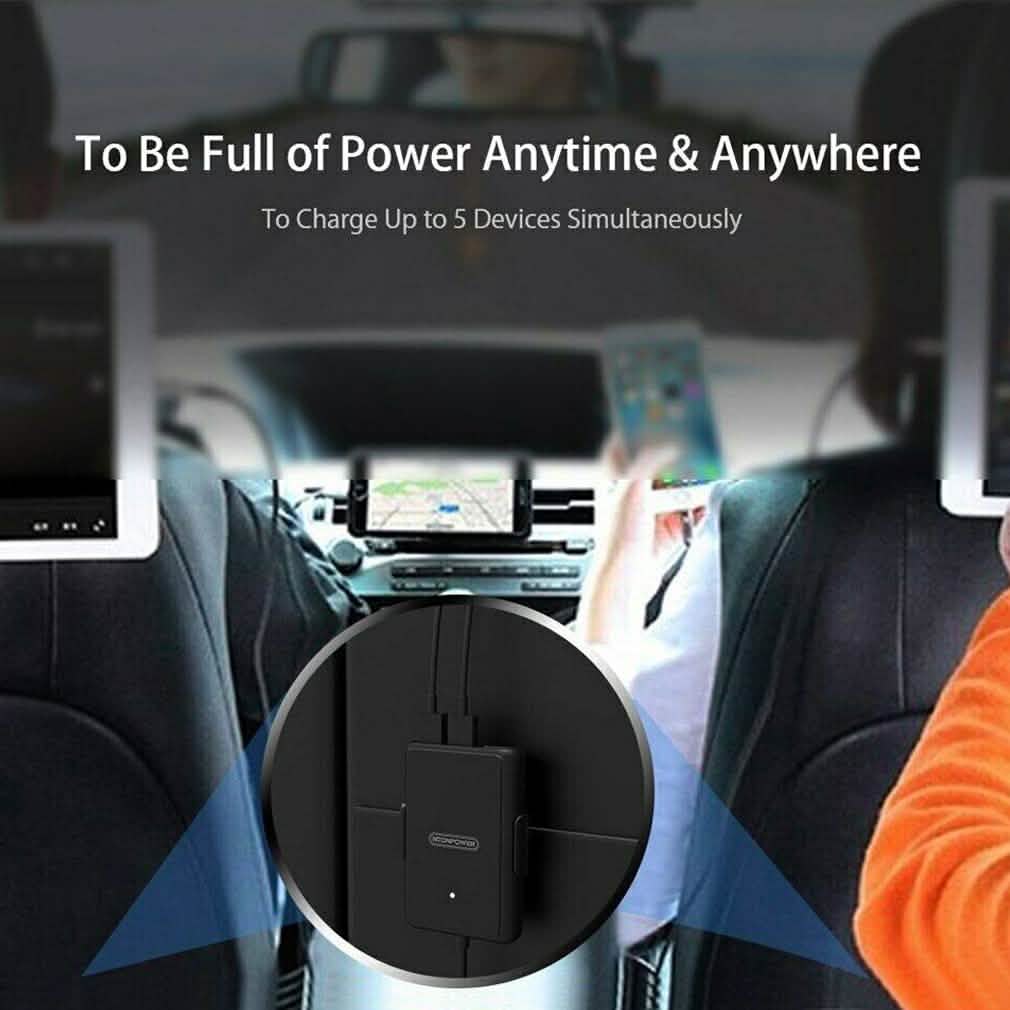 NTONPOWER 5 USB Ports Car Charger with 1.8 Extension Cable