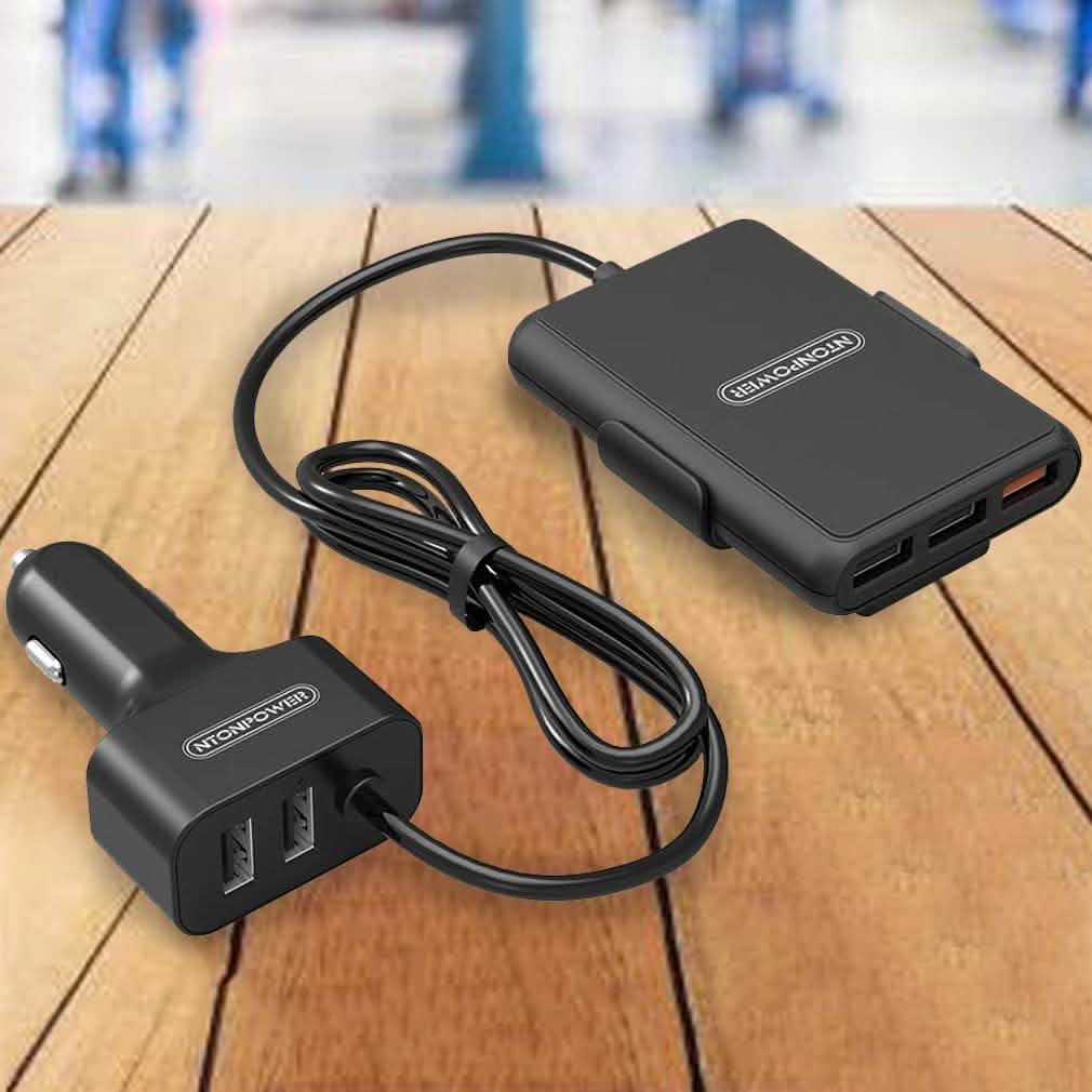 NTONPOWER 5 USB Ports Car Charger with 1.8 Extension Cable