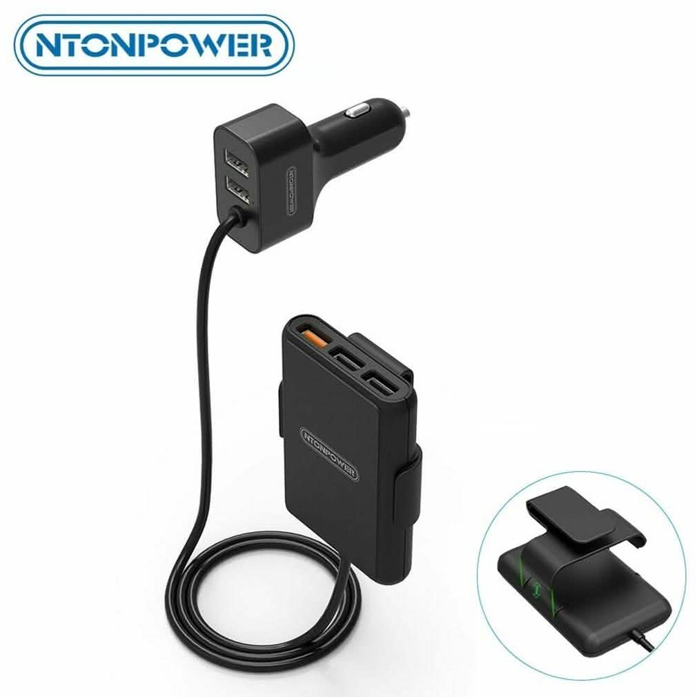 NTONPOWER 5 USB Ports Car Charger with 1.8 Extension Cable