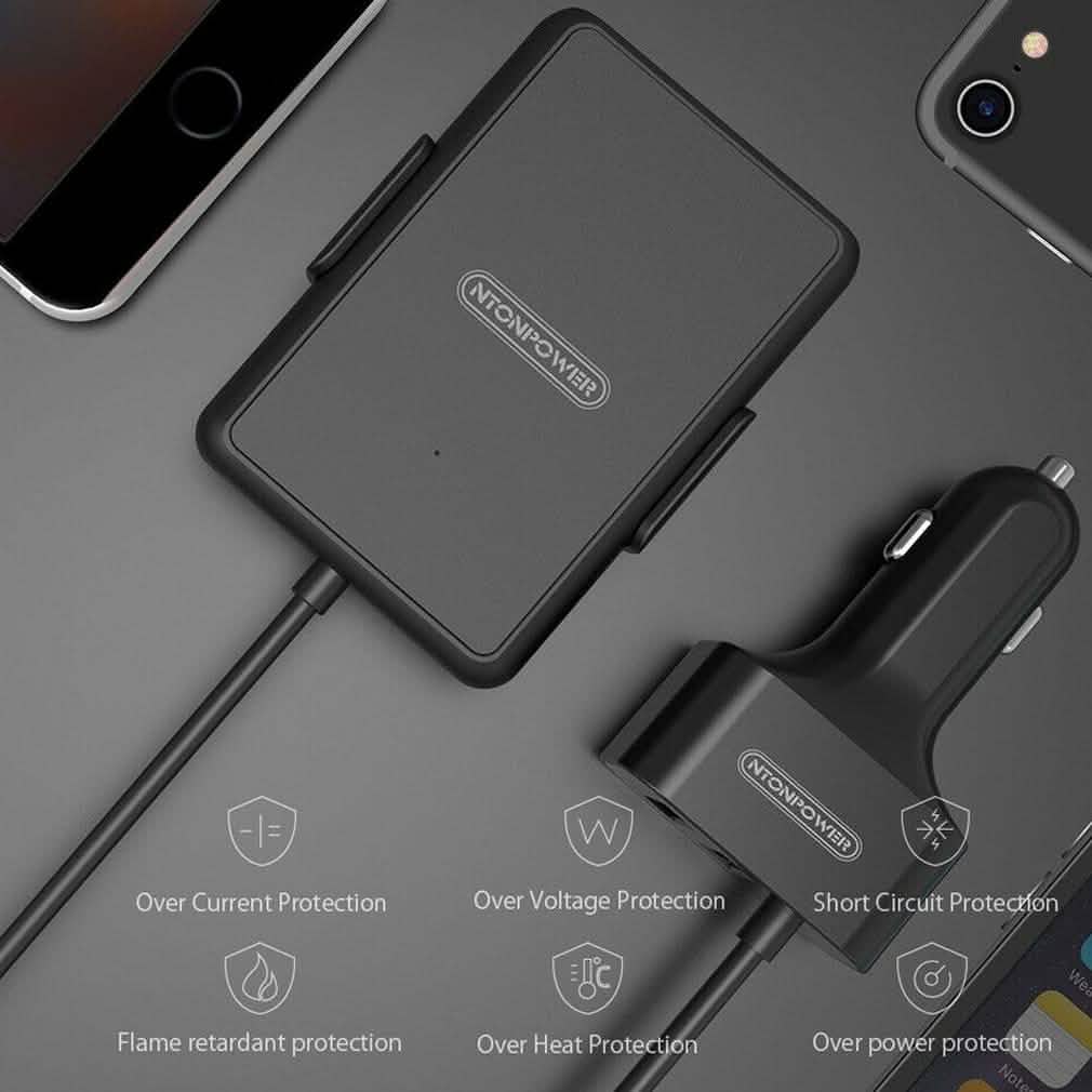 NTONPOWER 5 USB Ports Car Charger with 1.8 Extension Cable