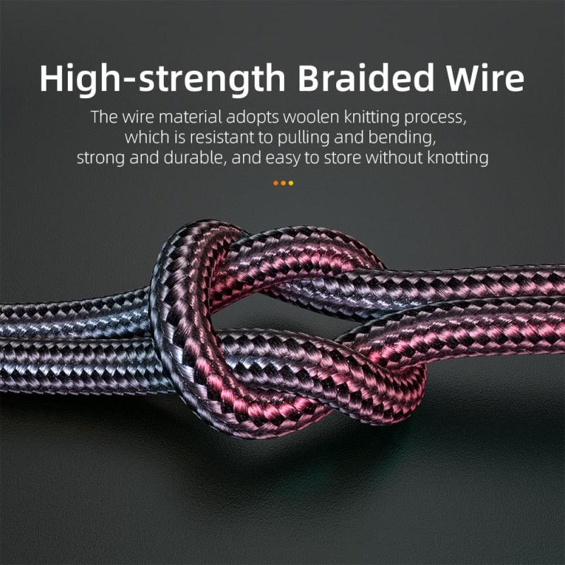 Nylon Braided 3.5mm AUX Cable Audio Jack For Speaker Headphones Car
