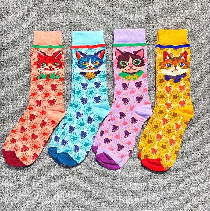 Occident Fashion Colorful Print Socks Women with Mushroom Spring Woman Socks Breathable Cotton Socks For Women