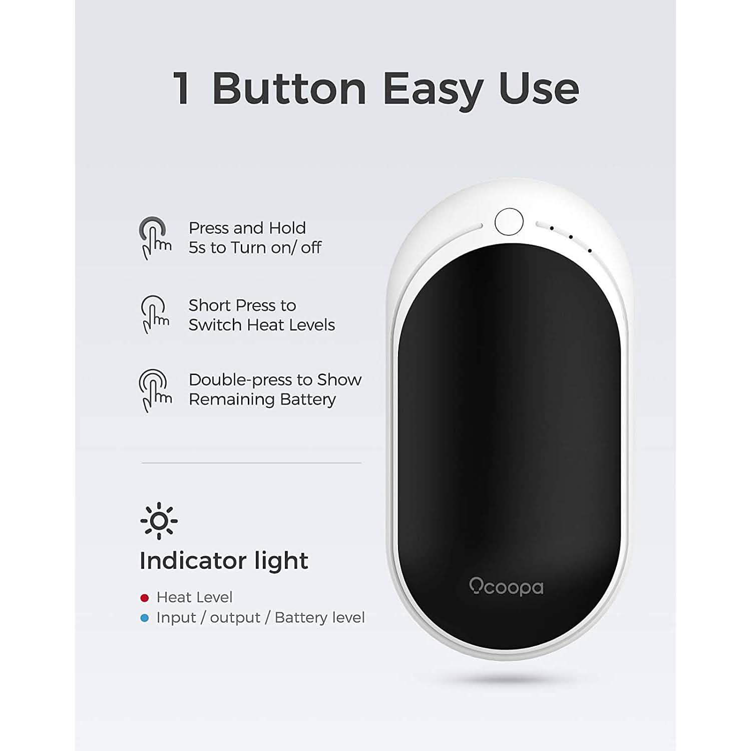 OCOOPA 5200 mAh Electric Portable Pocket Hand Warmer/Power Bank
