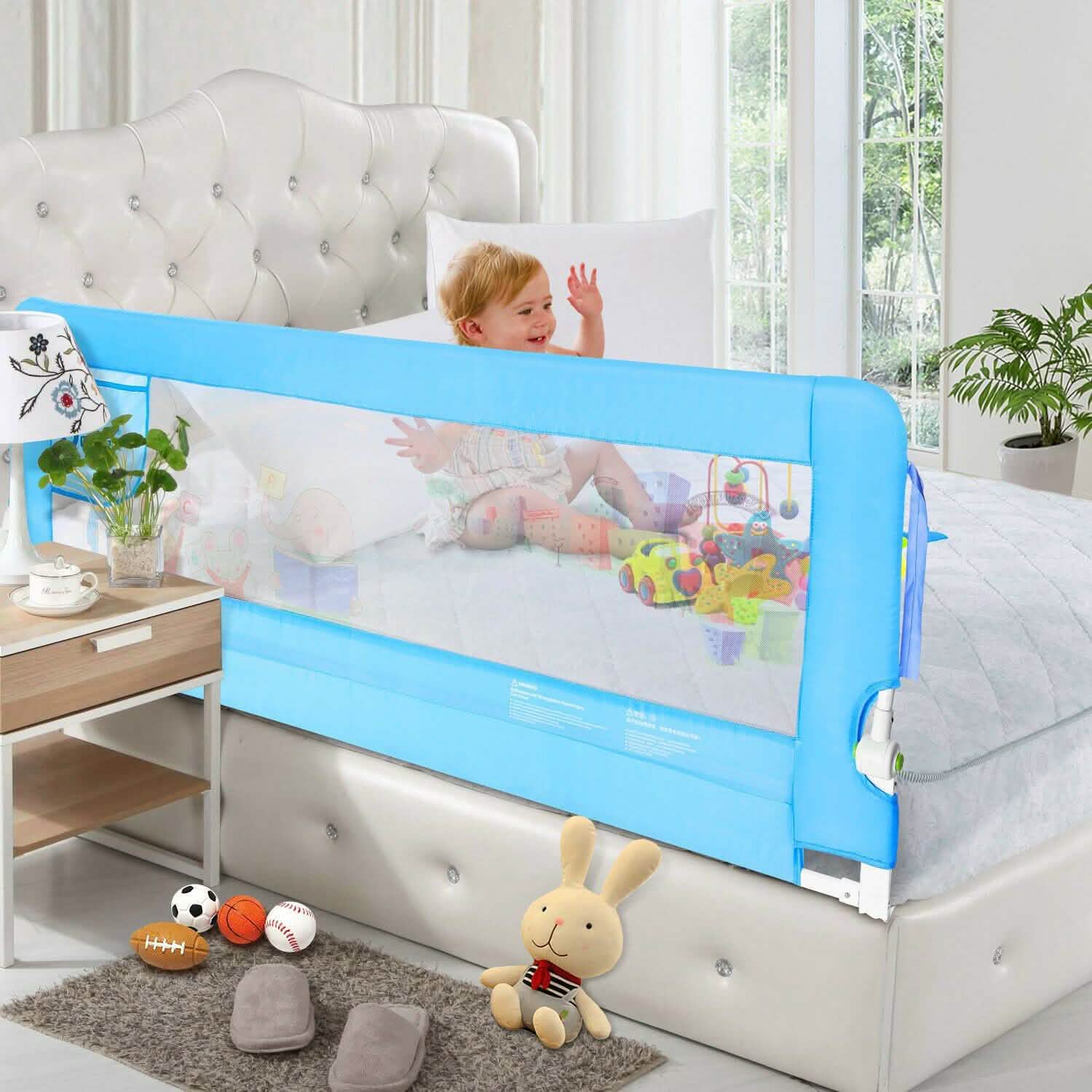 Odoland 180cm 71" Safety Bed Rail Anti Falling Guard Foldable Baby Child Toddler