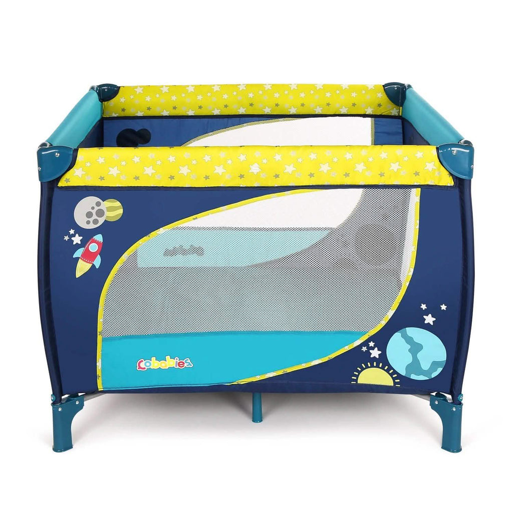 Odoland 39''x 39'' Infant Toddler Foldable Playpen Playard With Mattress Rail Fence Blue