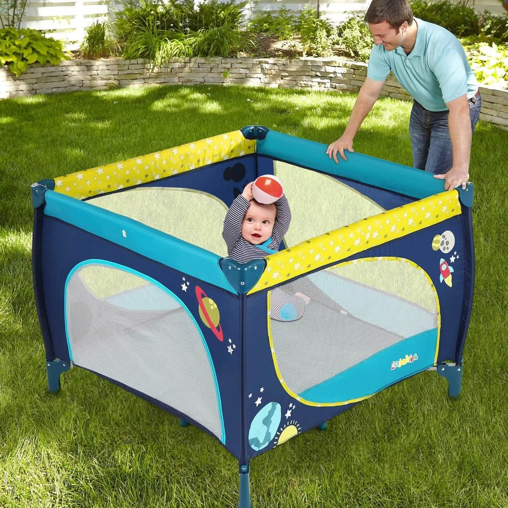 Odoland 39''x 39'' Infant Toddler Foldable Playpen Playard With Mattress Rail Fence Blue