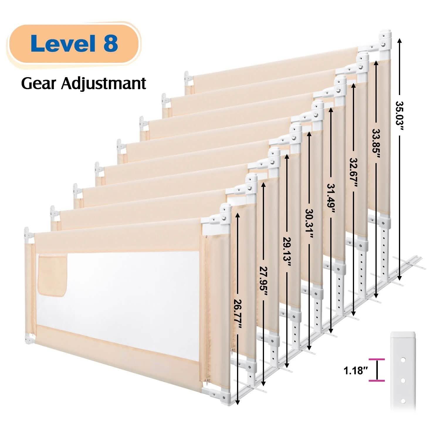 Odoland 70in Foldable Baby Toddler Safety Bed Rail Anti Falling Guard