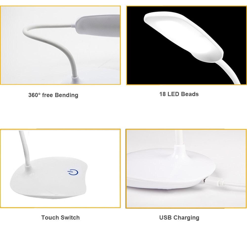 Office Desk LED Table Lamp USB Rechargeable Battery Bright Lamp Eye Care Mini Flex Room Desk Children's Lamp Bedroom Nightstand Decorative Table Lamp Cute Study Lamps for Bedroom Décor