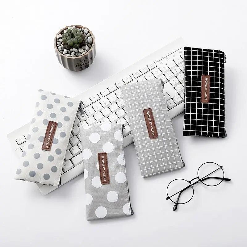 Office Simple Print Stationery Pencil Case Classic Design Pencil Pouch Simple Storage Bag