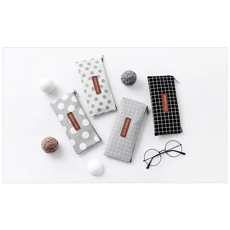 Office Simple Print Stationery Pencil Case Classic Design Pencil Pouch Simple Storage Bag