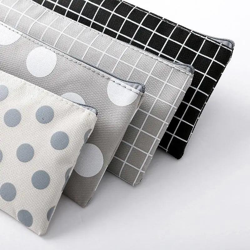 Office Simple Print Stationery Pencil Case Classic Design Pencil Pouch Simple Storage Bag