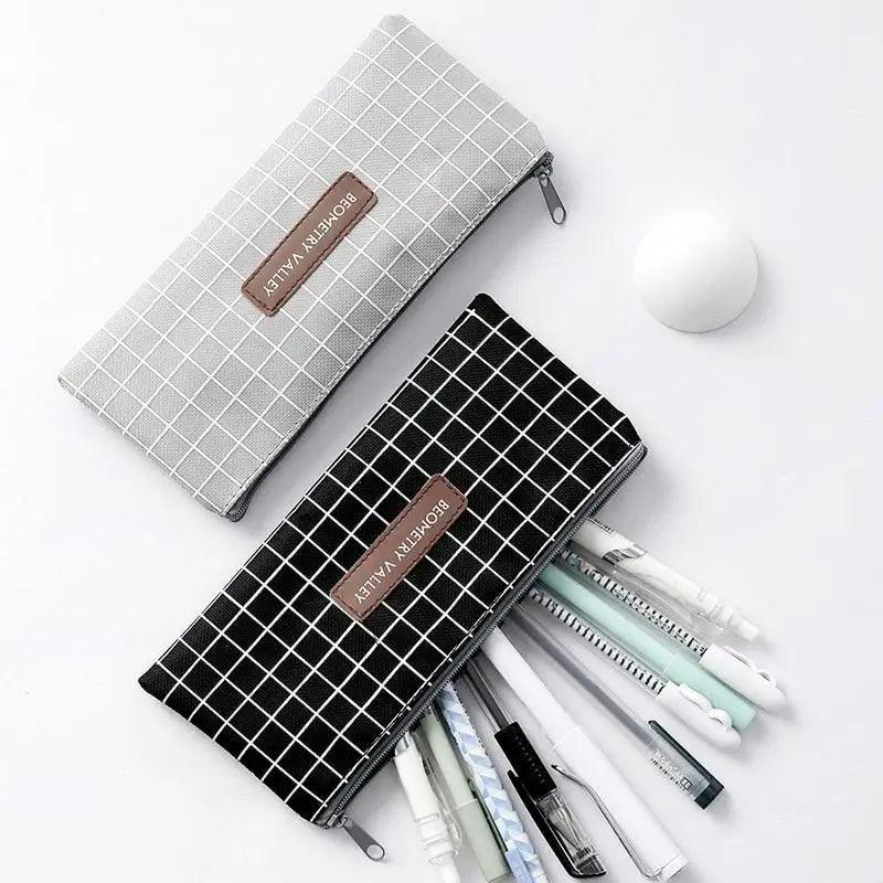 Office Simple Print Stationery Pencil Case Classic Design Pencil Pouch Simple Storage Bag
