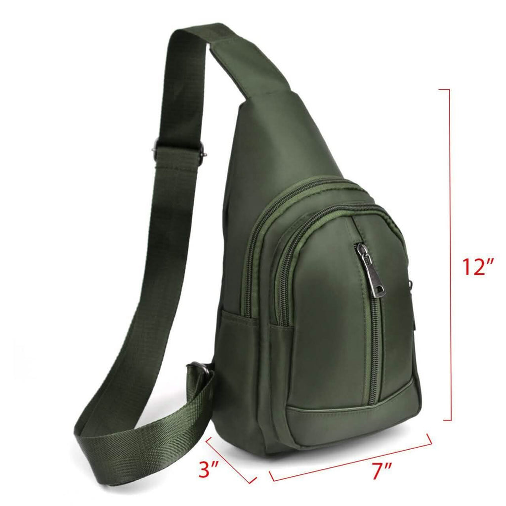 Olive Crossbody Sling Backpack with Adjustable Strap