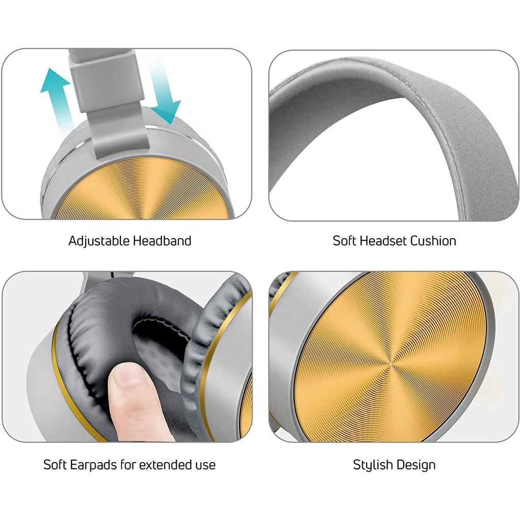 On-Ear Headphones with Built-in Mic, Portable Audio Headset with Adjustable Headband