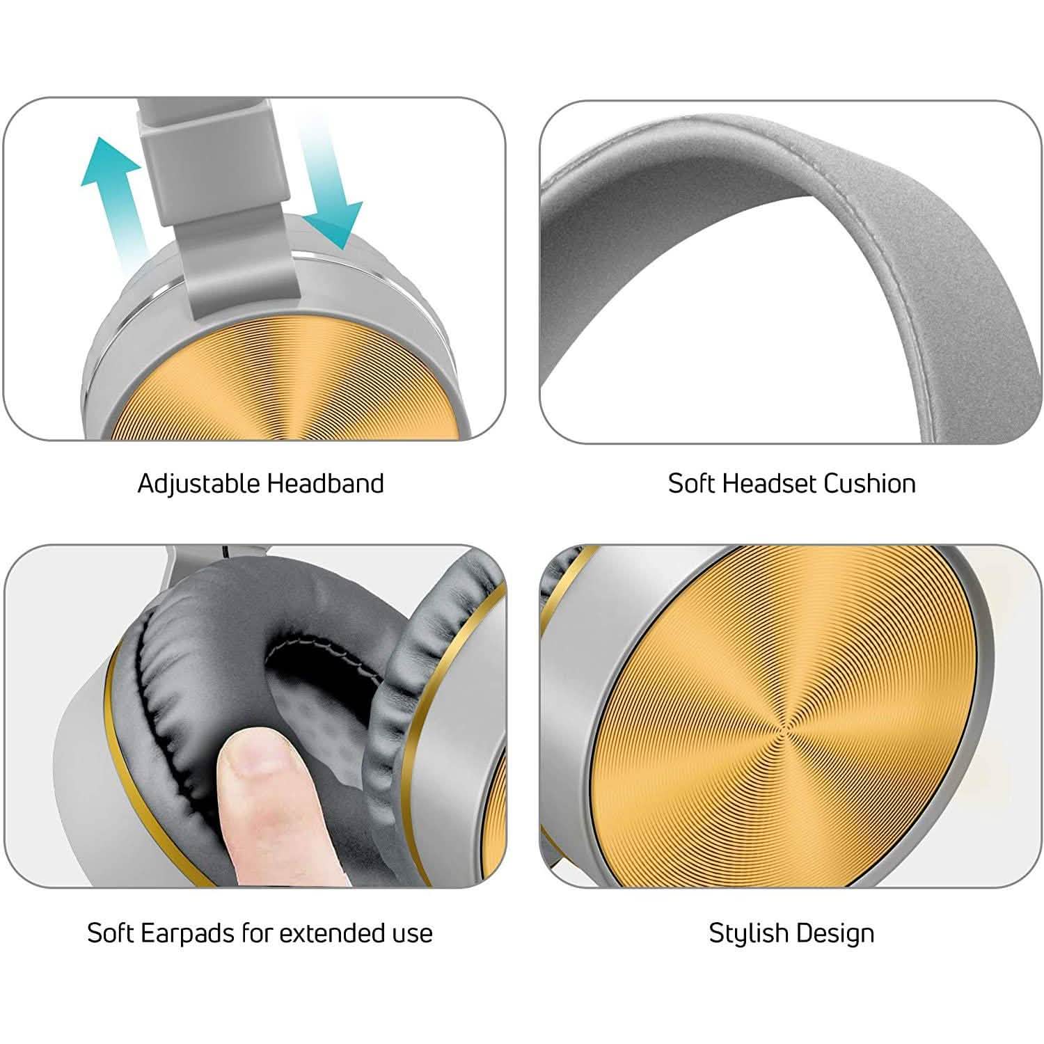 On-Ear Headphones with Built-in Mic, Portable Audio Headset with Adjustable Headband