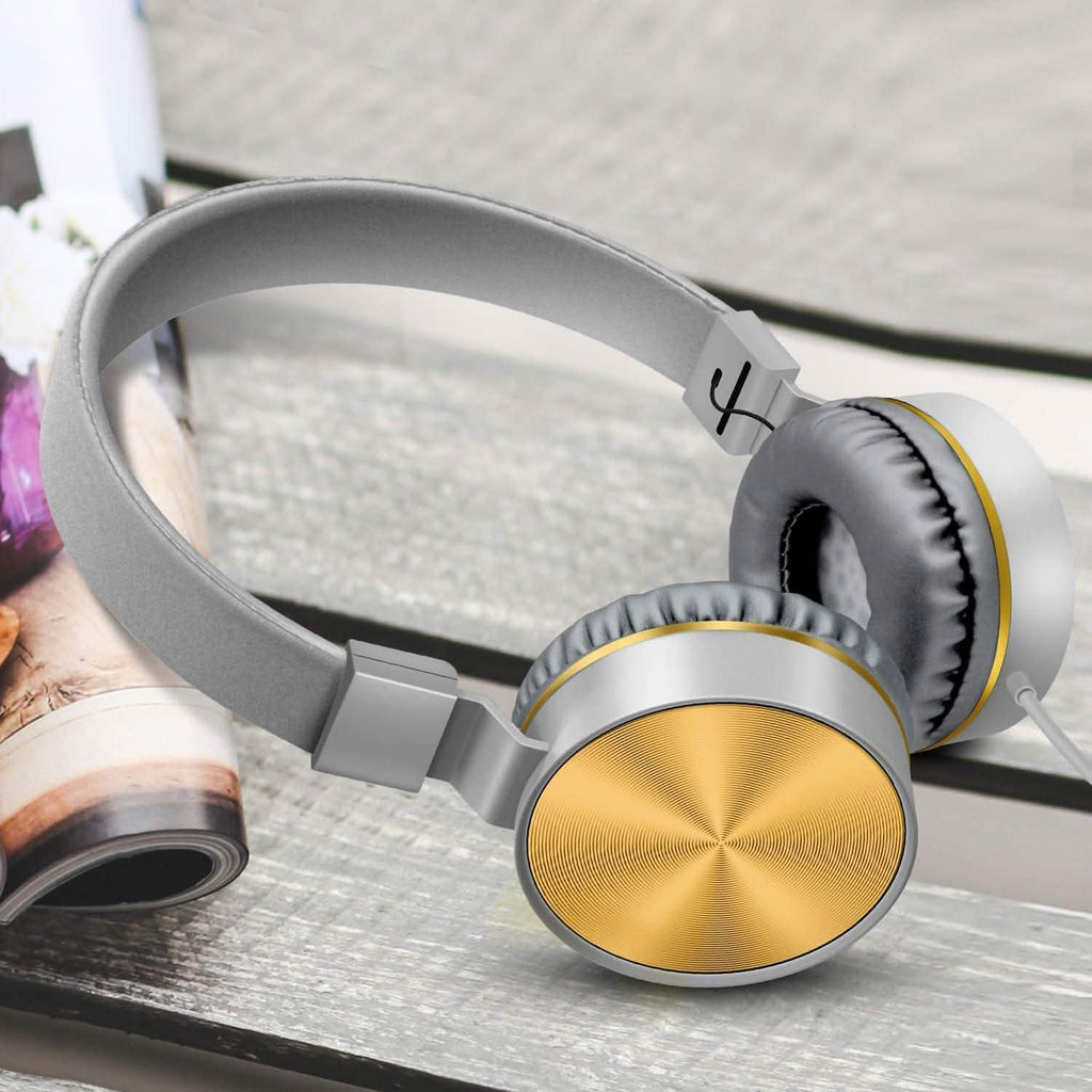On-Ear Headphones with Built-in Mic, Portable Audio Headset with Adjustable Headband