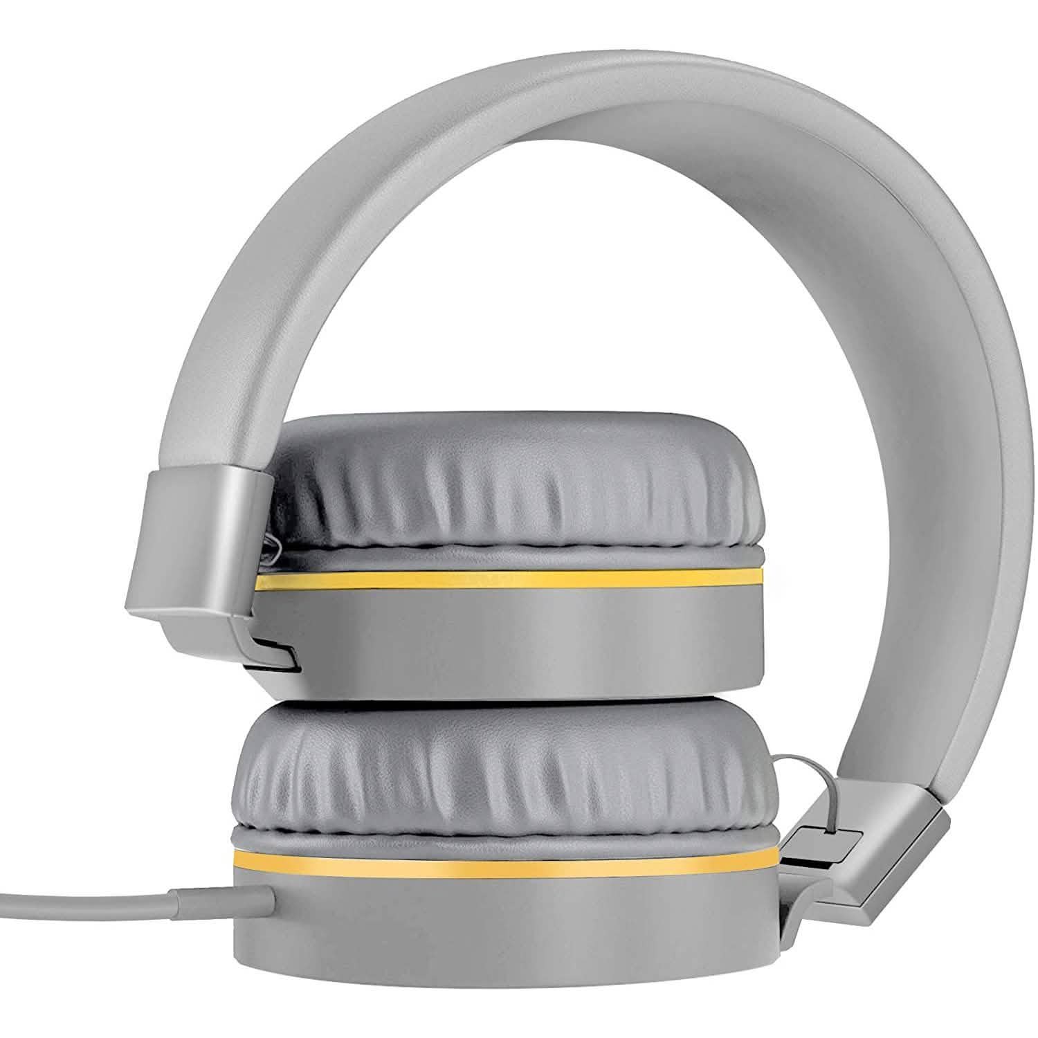 On-Ear Headphones with Built-in Mic, Portable Audio Headset with Adjustable Headband