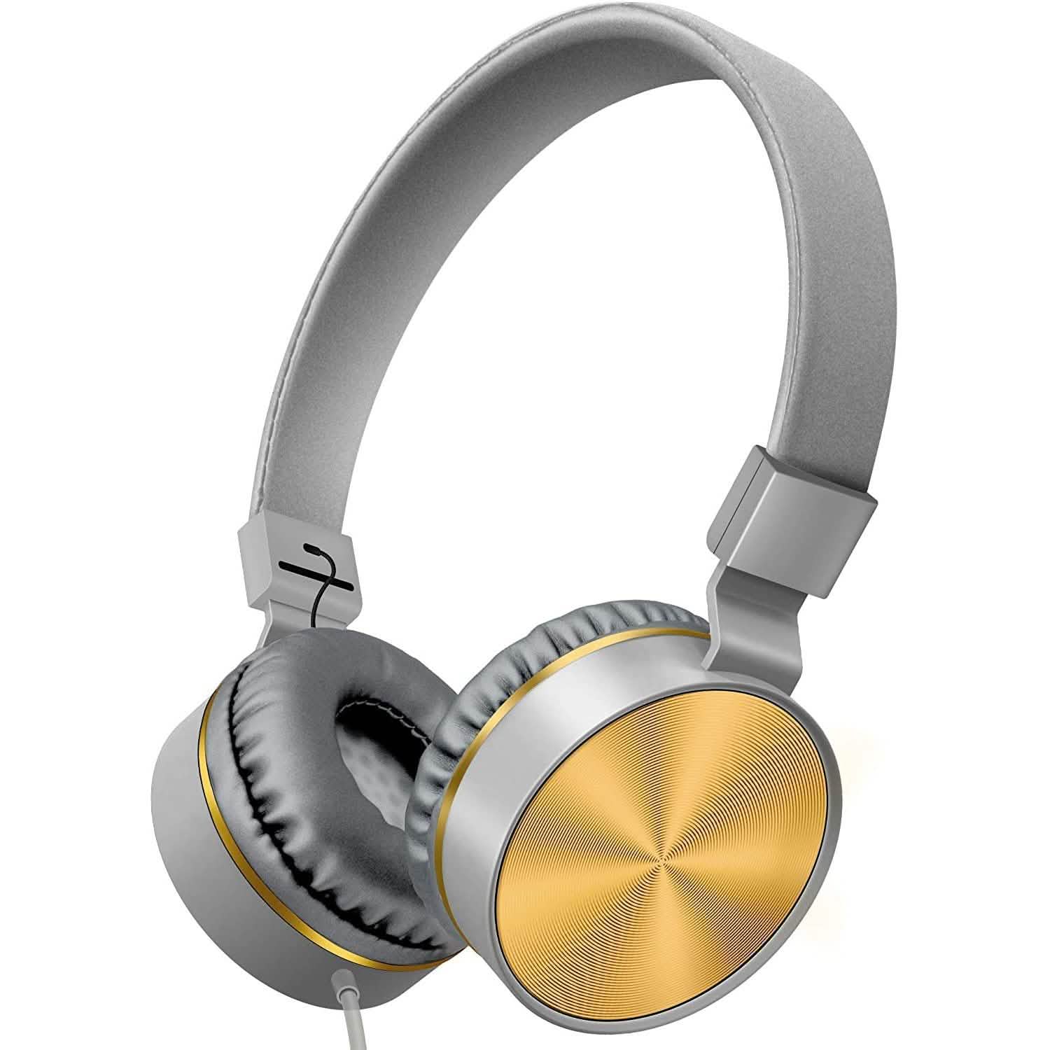 On-Ear Headphones with Built-in Mic, Portable Audio Headset with Adjustable Headband