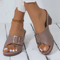 Open Toe Block Heel Buckle Sandals