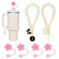 Sloworld 4PCS Straw Covers for Stanley 30/40oz + 2PCS J Letter Charms