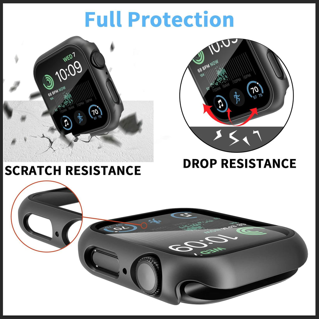 2-Pack 44mm Case w/ Screen Protector for Apple Watch SE/6/5/4 – Black & Clear