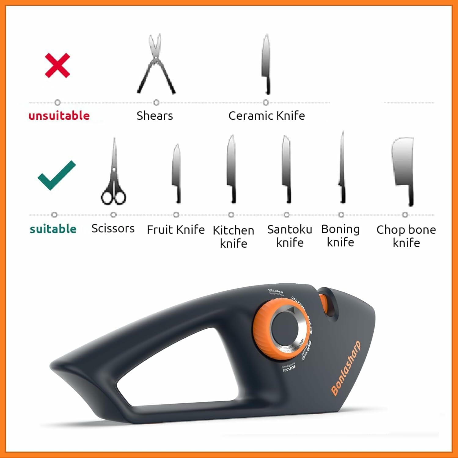 5-in-1 Adjustable Knife Sharpener for Kitchen & Scissors Ergonomic Design