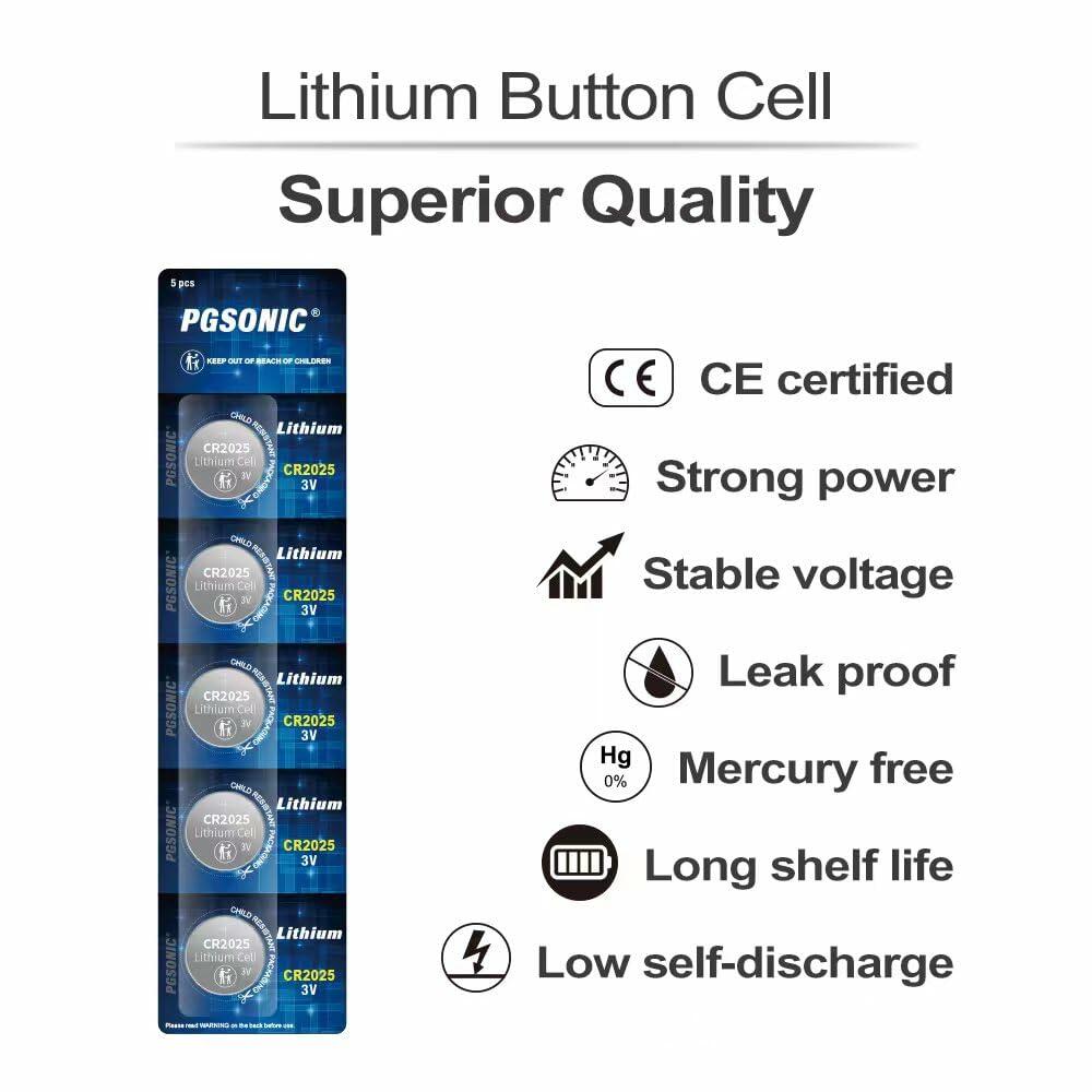 CR2025 3V Lithium Battery 5pcs New Long Lasting Coin Cell
