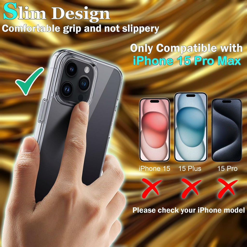 OLIVIC iPhone 15 Pro Max Case Ultra Clear Slim Shockproof Bumper Cover