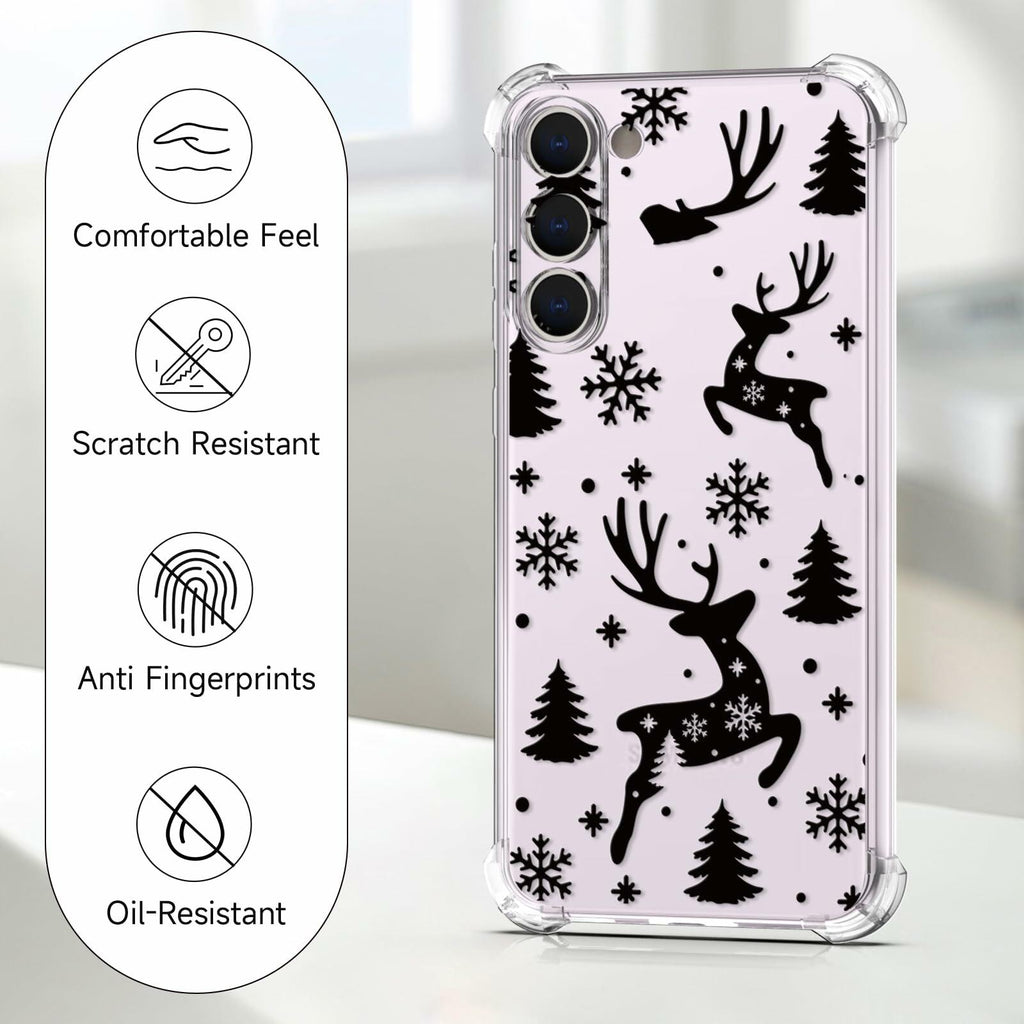 BEIMEITU Samsung Galaxy S23 Clear Case Xmas Tree Deer Soft Flexible Cover