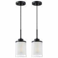 CJY CHENJINYAN 2 Pack 4.3" Black Pendant Light Fixture Frosted Glass