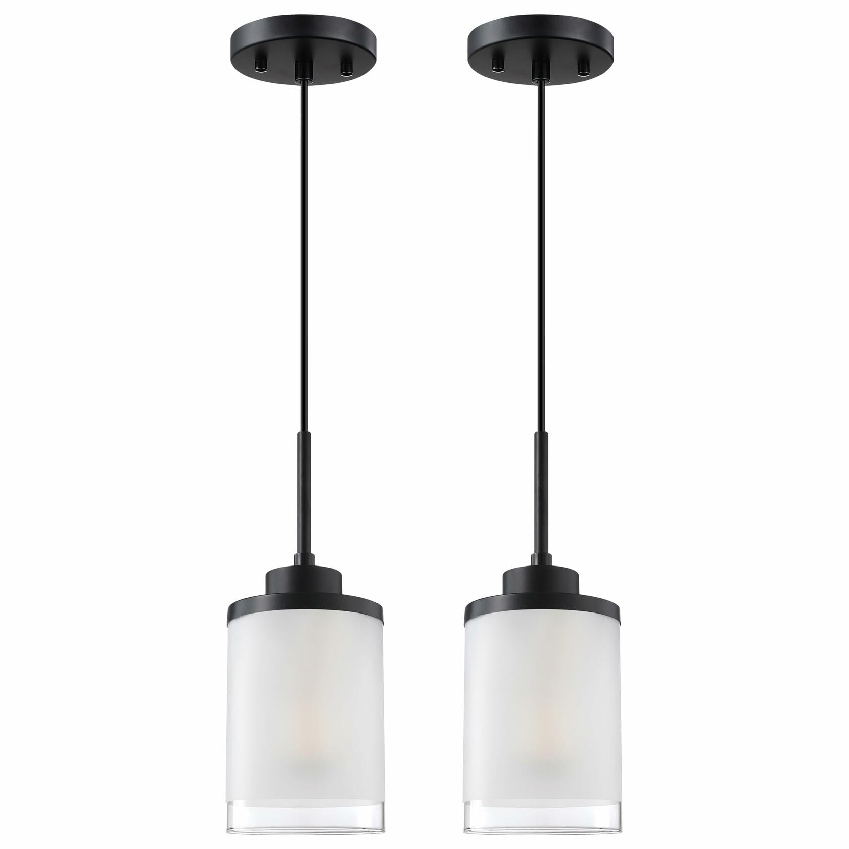 CJY CHENJINYAN 2 Pack 4.3" Black Pendant Light Fixture Frosted Glass
