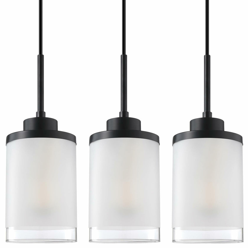 Doraimy 3-Pack 3.9" Grey Glass Pendant Lights Black Finish Modern Farmhouse
