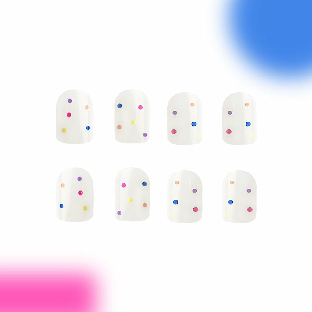 RIICFDD 24 Pcs Purple Short Square Press On Nails Glossy Floral Design