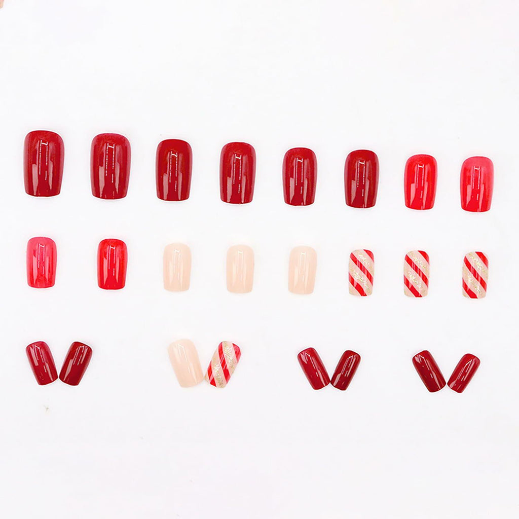 RIICFDD Christmas Press On Nails 24 Pcs White Snowflake Short Square Fake