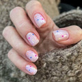 RIICFDD 24 Pcs Purple Short Square Press On Nails Glossy Floral Design
