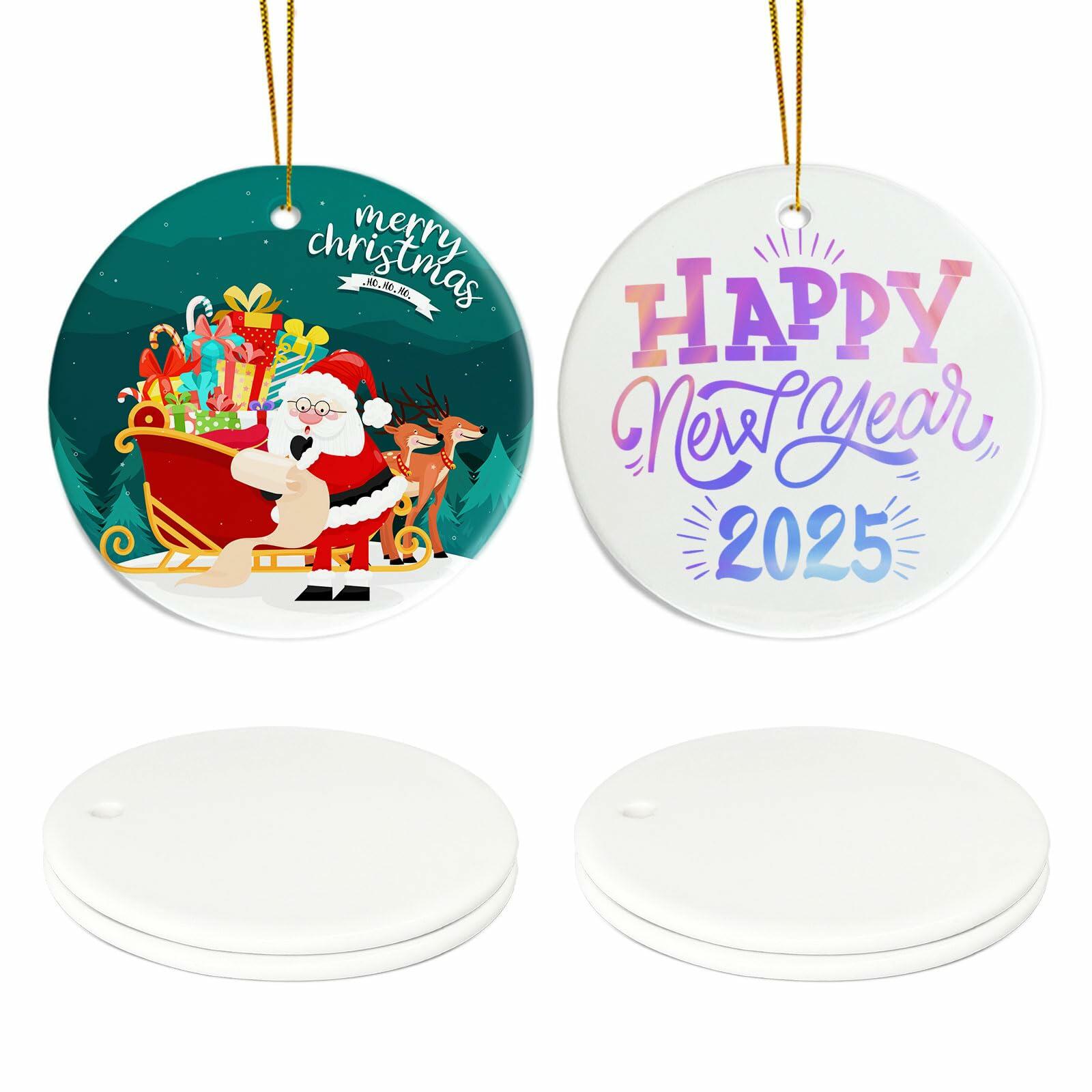 Ceramic Sublimation Ornaments Round 4pcs Bulk Heat Press Blanks Porcelain