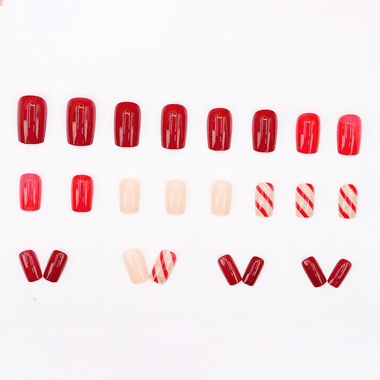 RIICFDD 24 Pcs White Snowflake Acrylic Press On Nails Full Cover Short Coffin