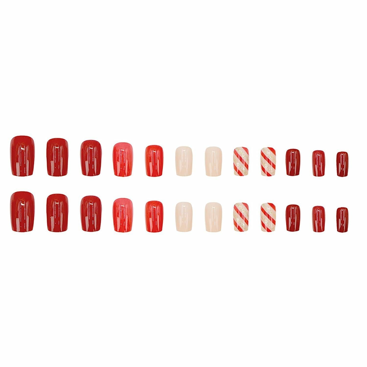 RIICFDD Christmas Press On Nails 24 Pcs White Snowflake Short Square Fake