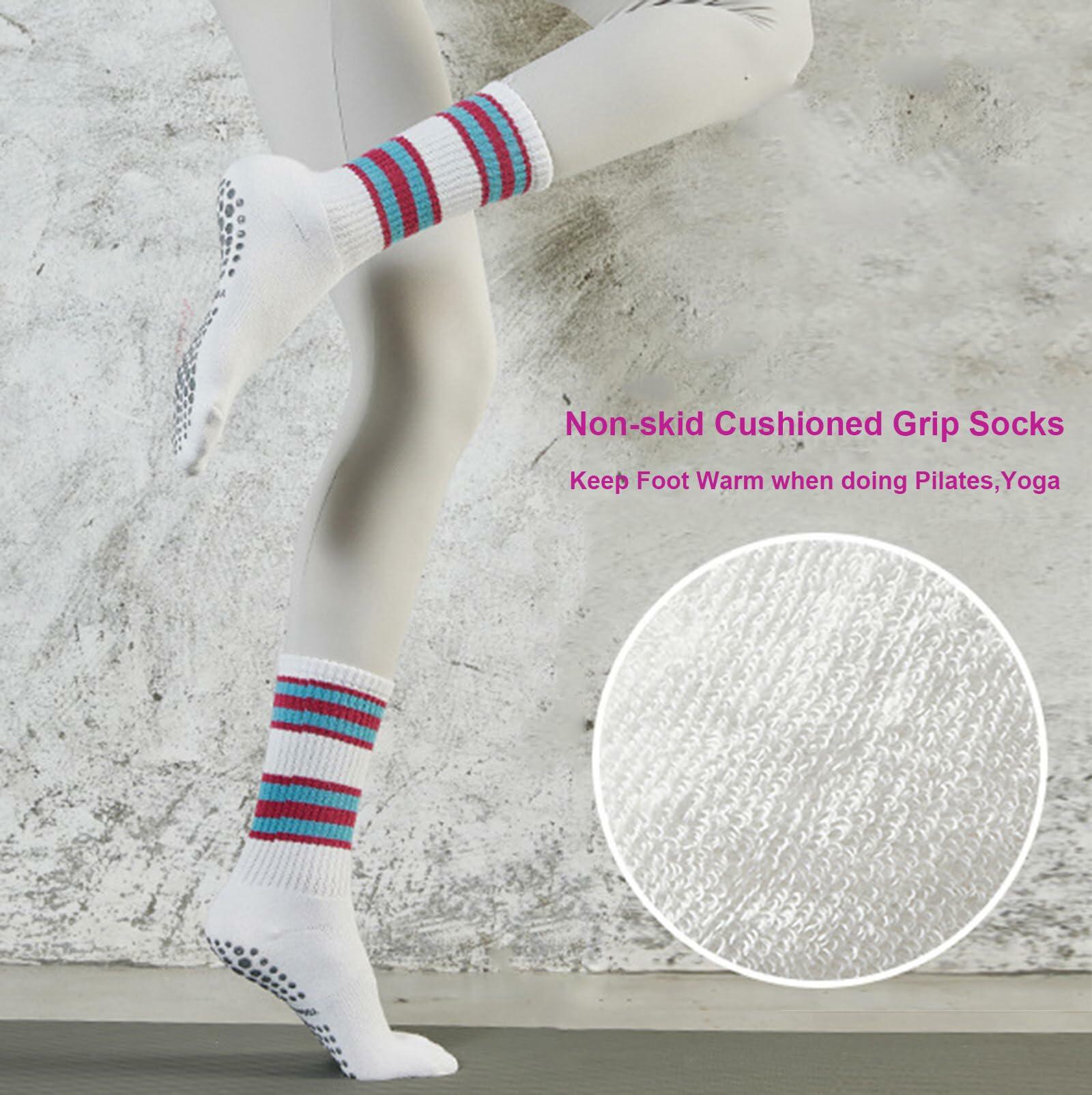 JUCHYDii Yoga Socks 3-Pack Black/Grey/White Non-Slip Cushioned Grip