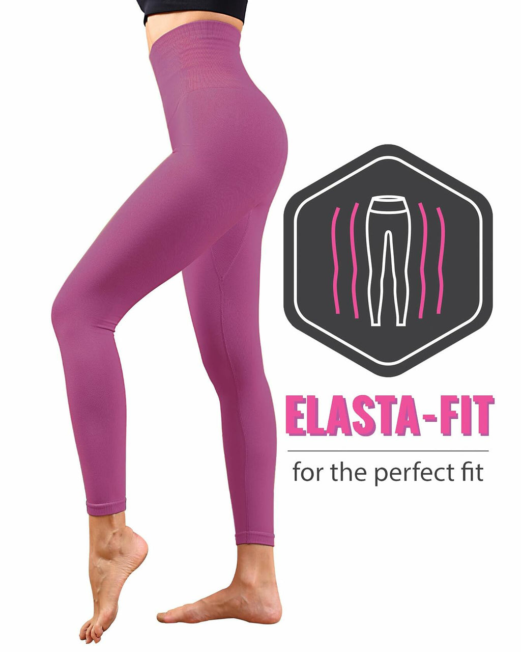 Homma High Waist Tummy Control Compression Leggings Vivid Magenta Size L