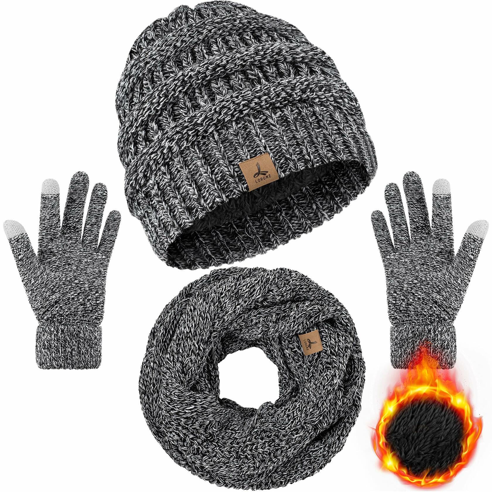 Warm Fleece Hat, Gloves & Scarf Set - Touchscreen Compatible, Unisex 3PCS