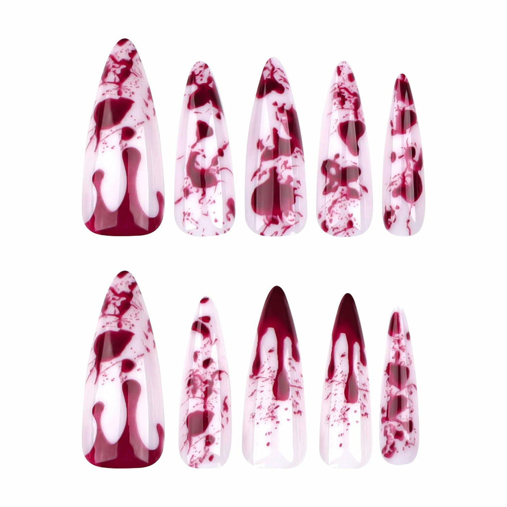 24 Pcs Halloween Stiletto Acrylic Press On Nails Full Cover Acrylic False