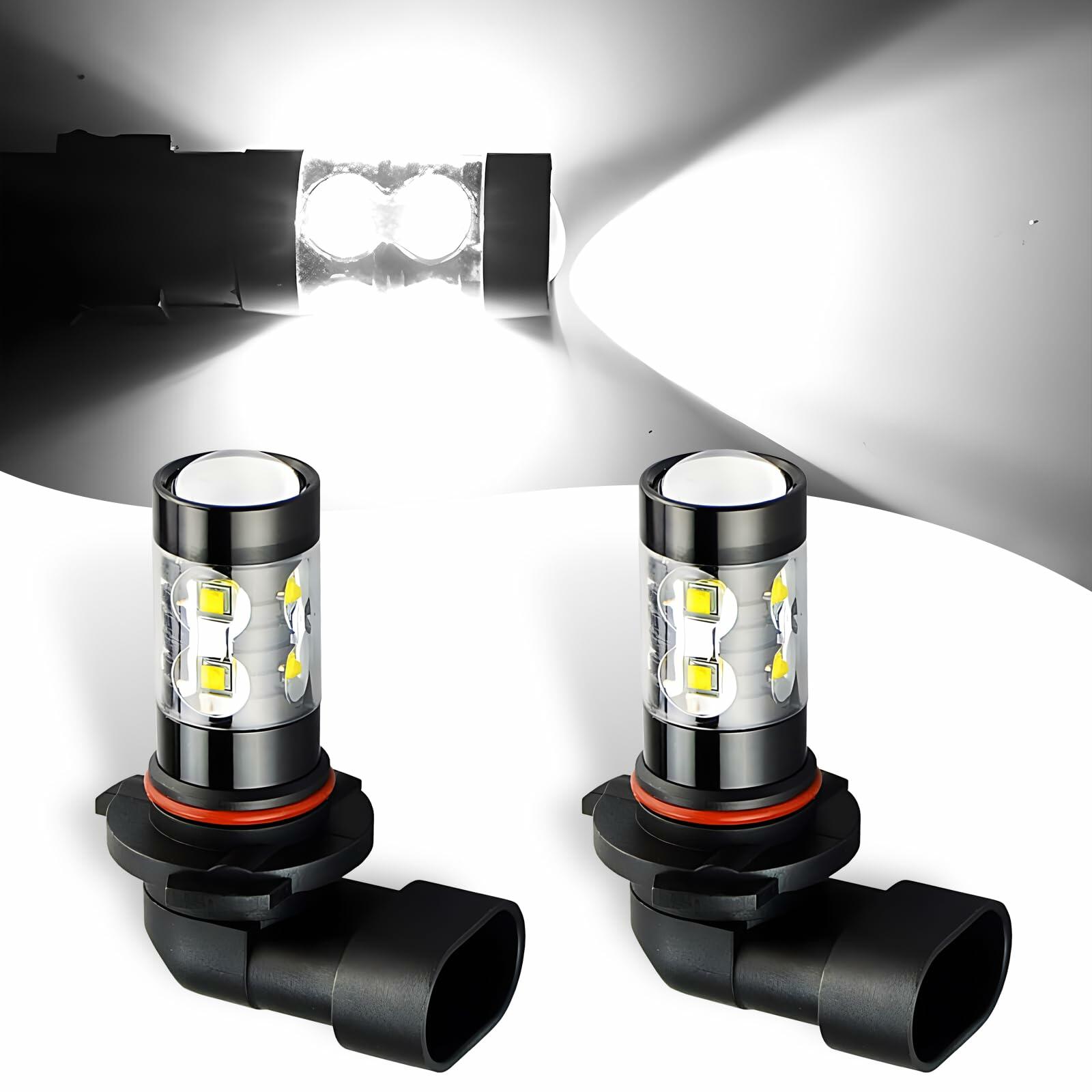 dawfall 2-Pack H10 50W 6000K White Fog Lamp Bulbs Waterproof Universal